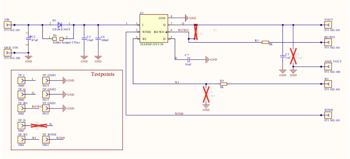 Schéma - Infineon Technologies cartes démo TLS850F3TU V33 et V50